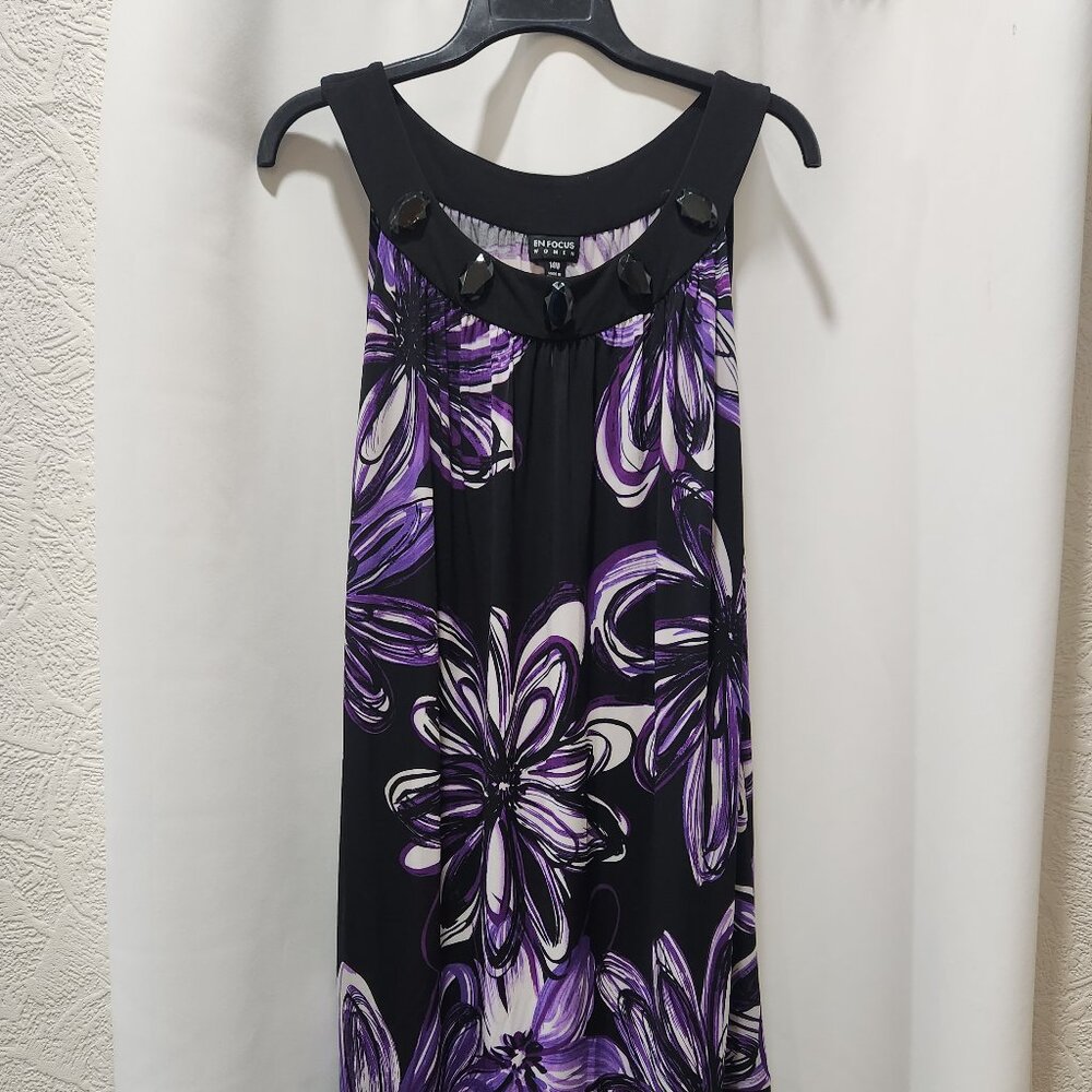EnFocus Women's black and purple floral party dress 14w